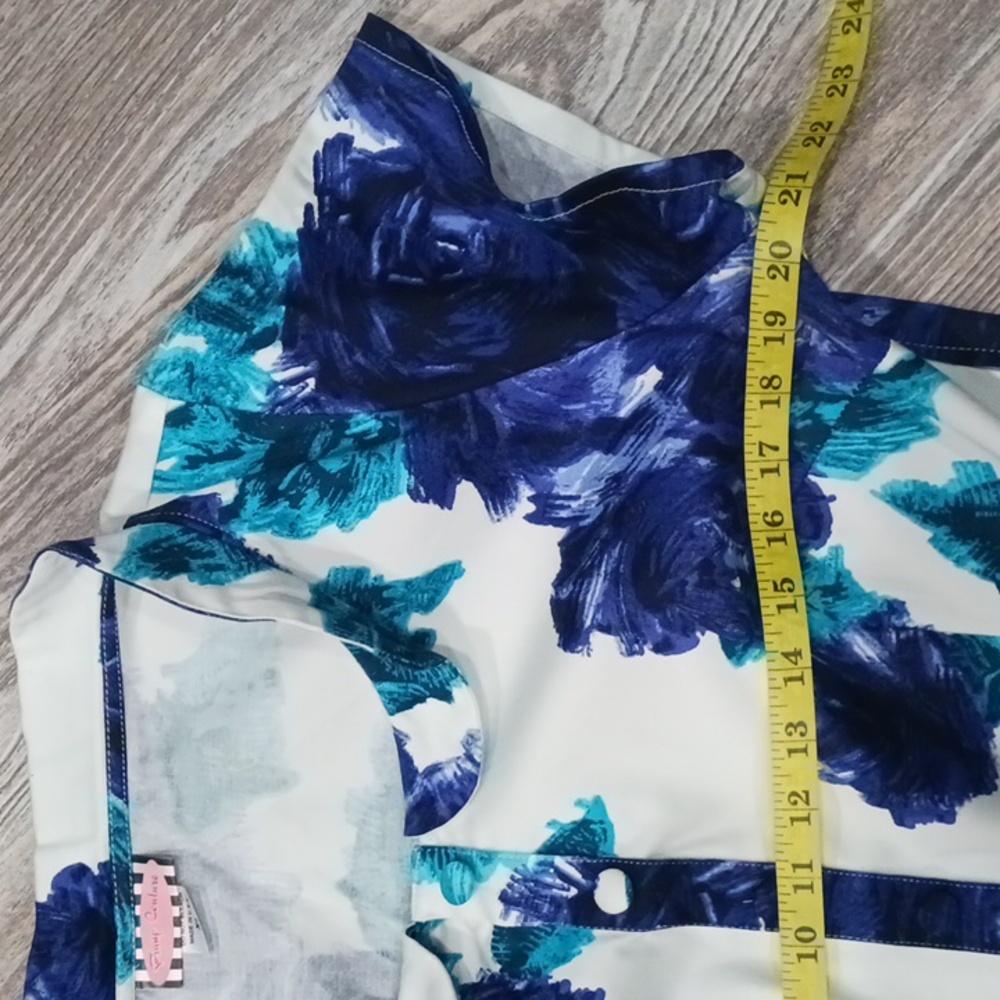 Pinup Couture Women's Blue Vintage Rose Print Midi Dress - Picture 14 of 16